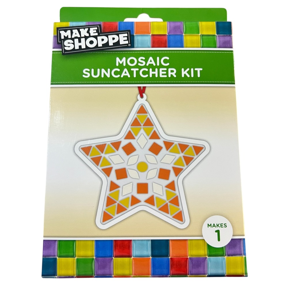 Make Shoppe Mosaic Suncatcher Kit Star Shape DIY Window Art Orange Yellow NEW